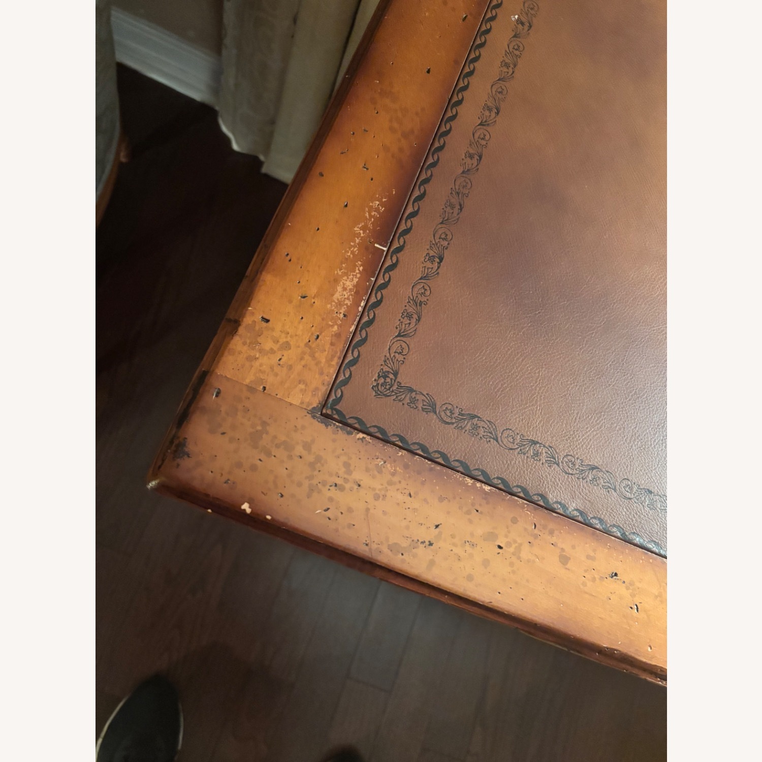 Vintage Wood Desk with Leather Top - image-2