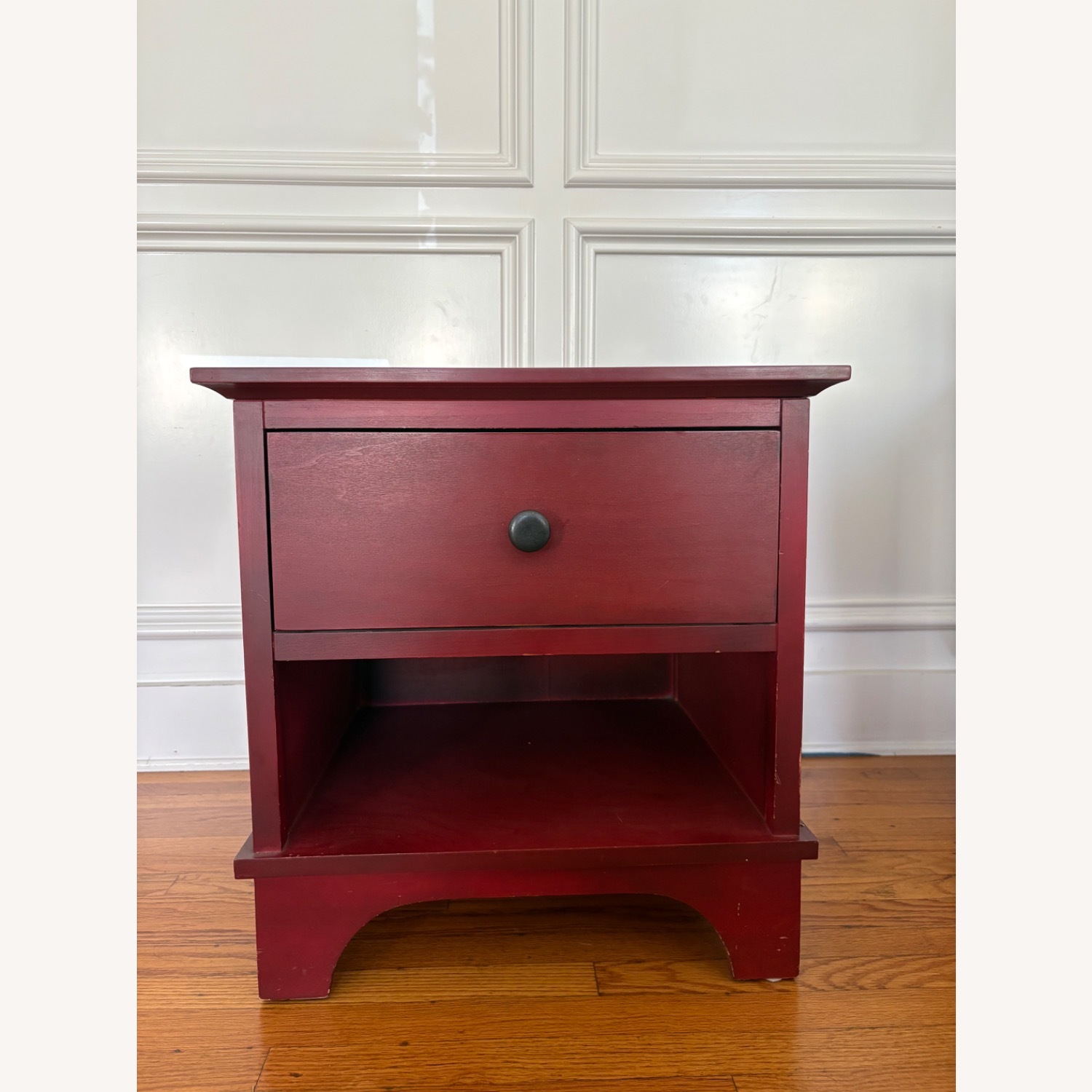 Pottery Barn Cabot Sidetable Red Wood Side Table - image-1