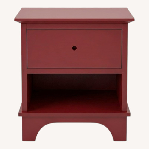 Used Pottery Barn Cabot Sidetable Red Wood Side Table for sale on AptDeco