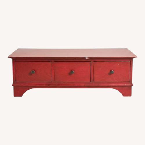 Used Pottery Barn Cabot Red Coffee Table for sale on AptDeco