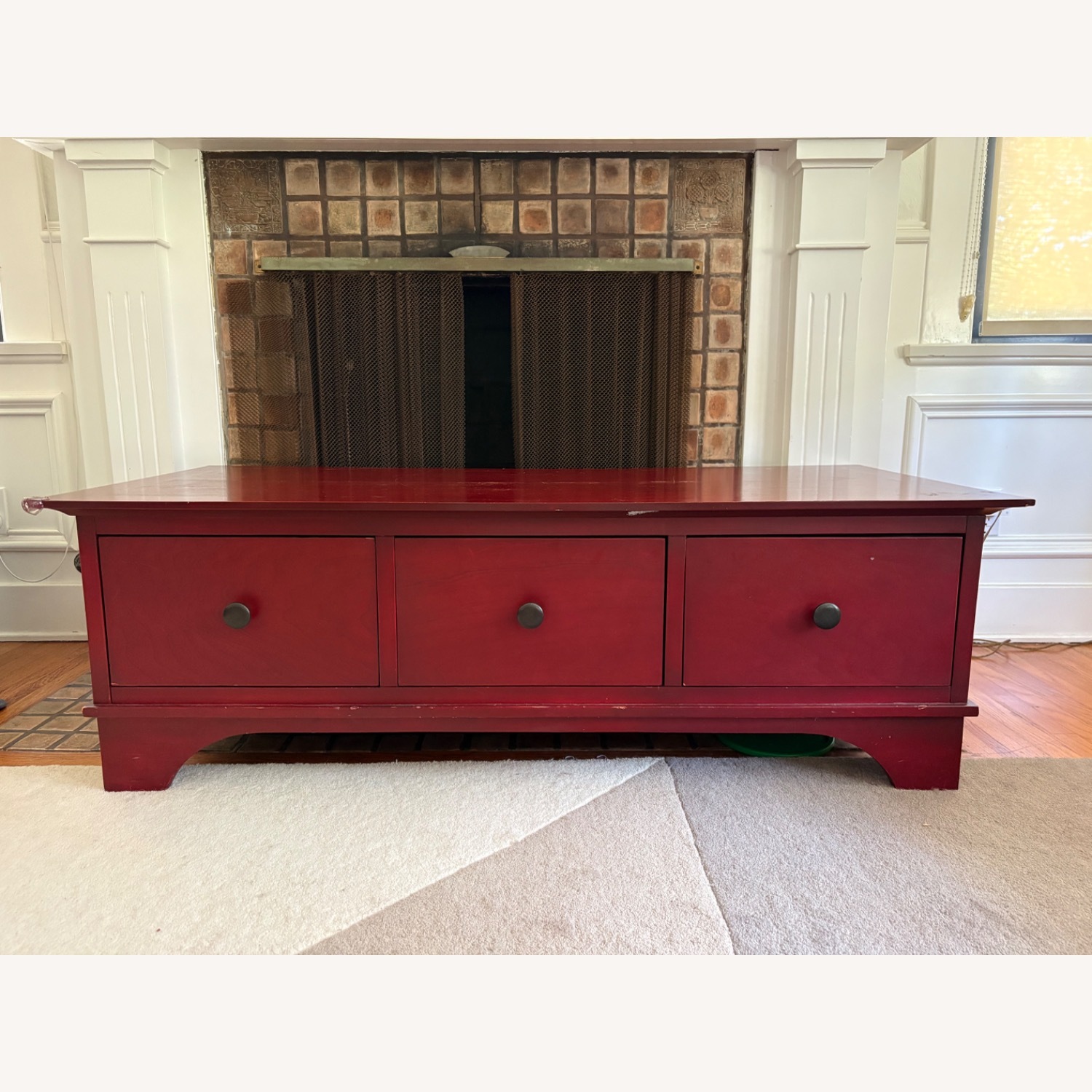 Pottery Barn Cabot Red Coffee Table - image-1