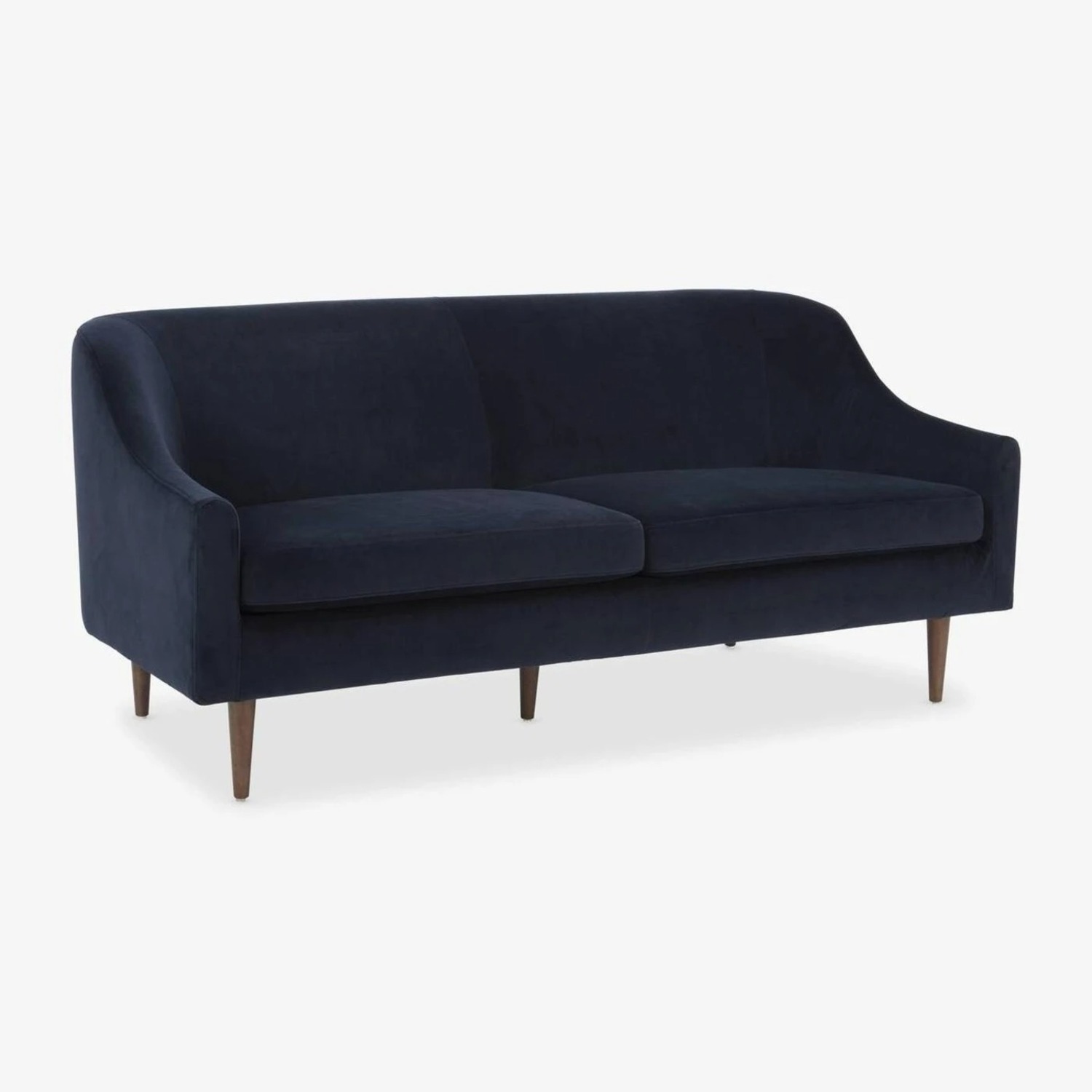 Feather Blue Velvet Small Sofa - image-2