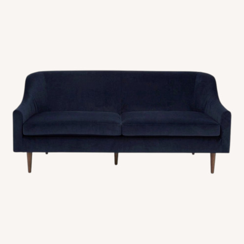 Used Feather Blue Velvet Small Sofa for sale on AptDeco