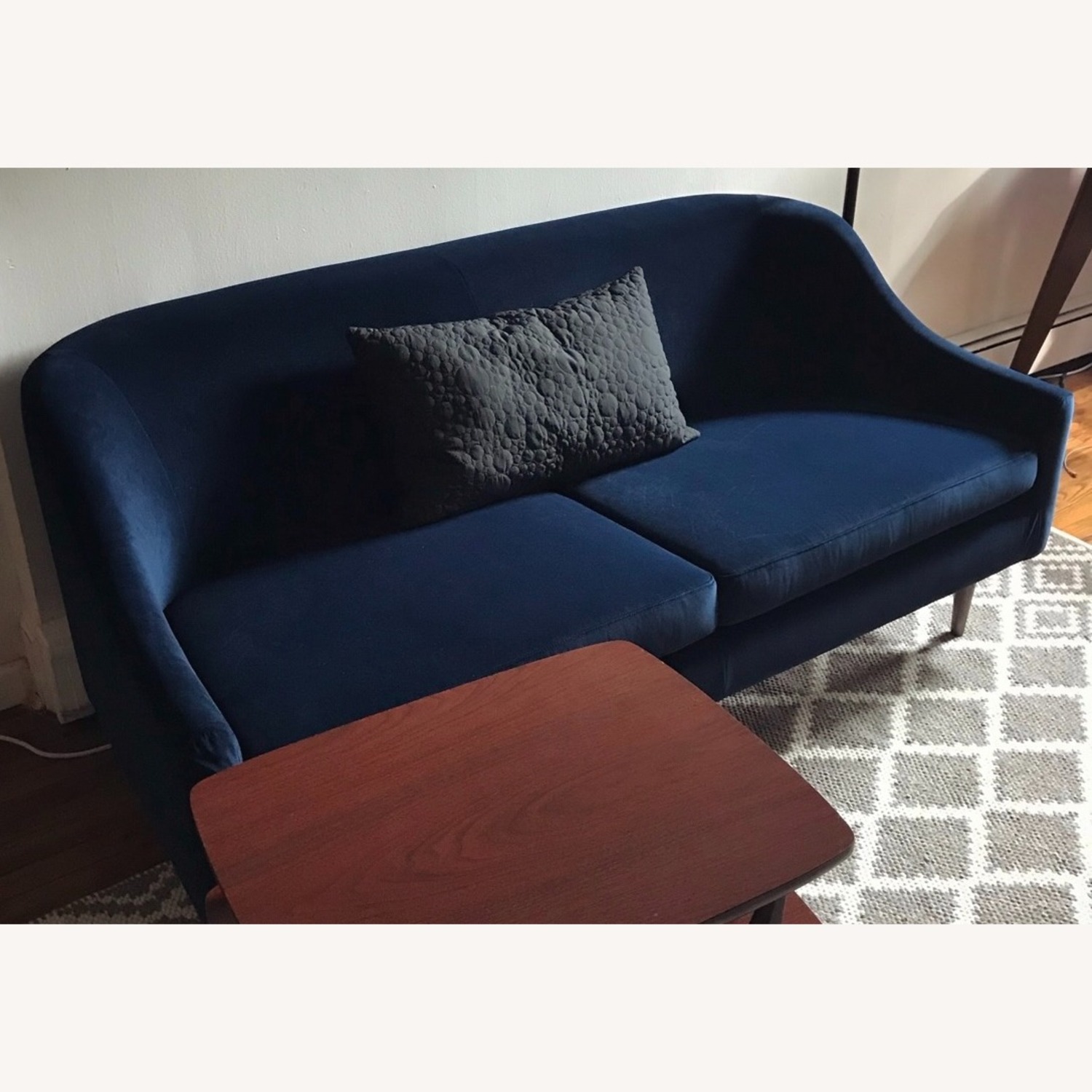 Feather Blue Velvet Small Sofa - image-5