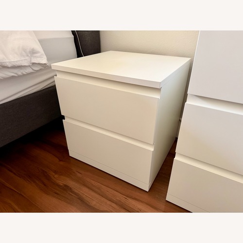 Used IKEA Storklinta White Wood Nightstand for sale on AptDeco