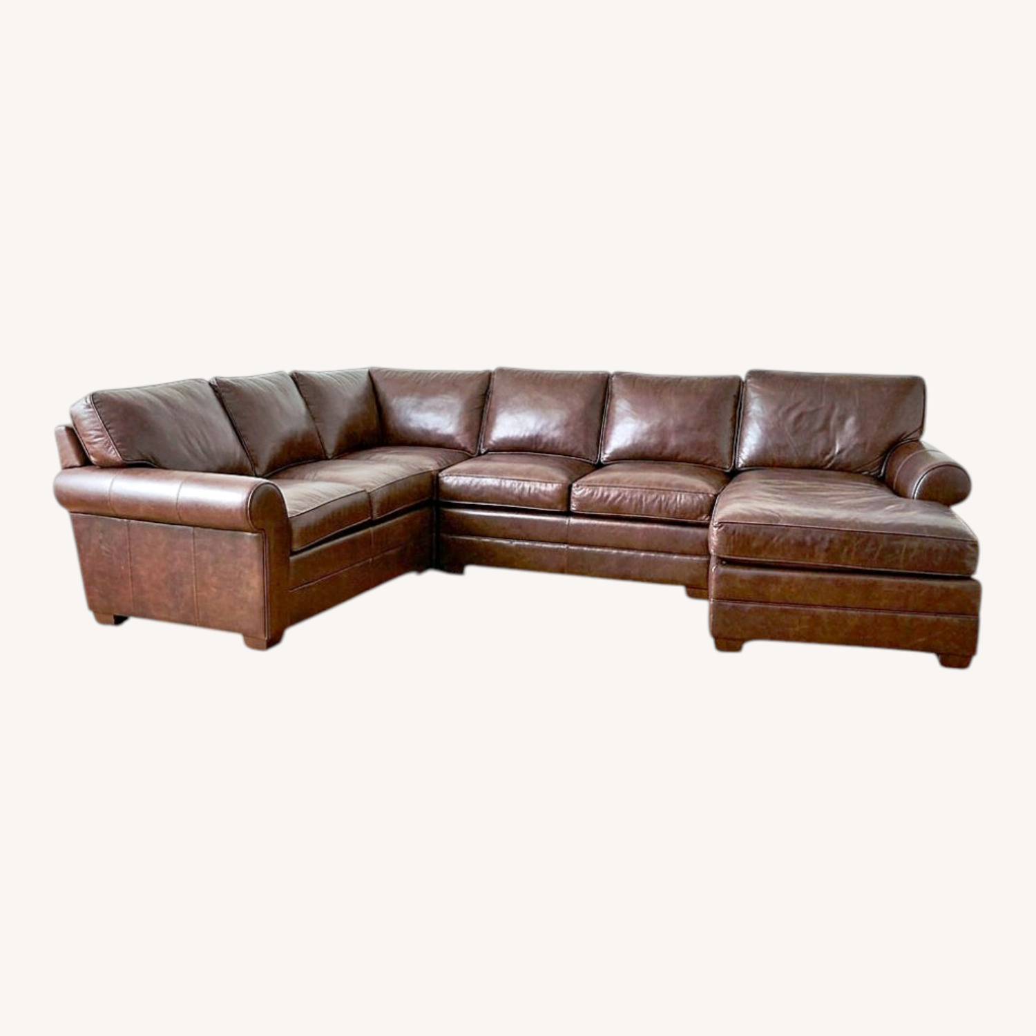 Ethan Allen Dark Brown Leather 3+ Piece Sectional - image-0
