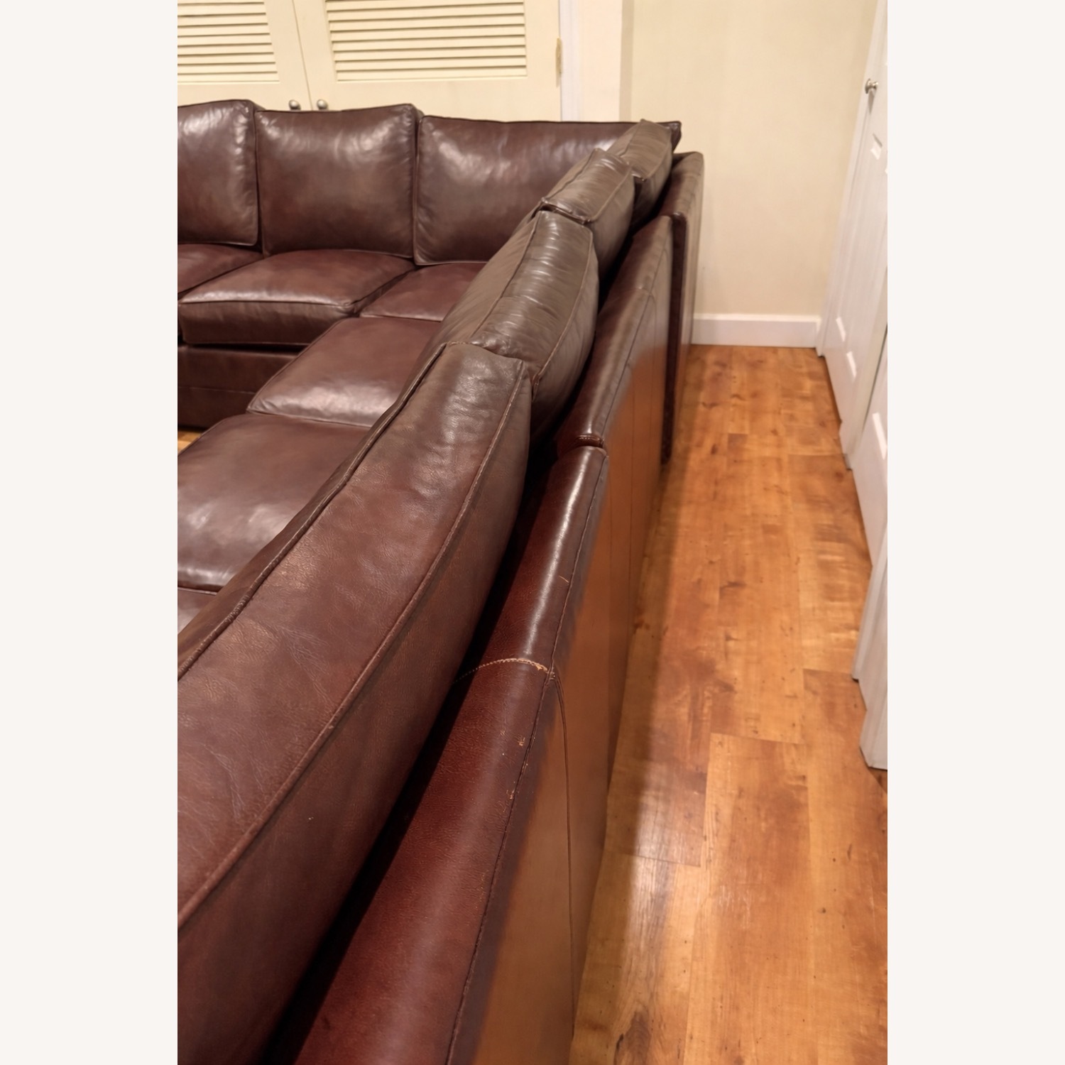 Ethan Allen Dark Brown Leather 3+ Piece Sectional - image-4