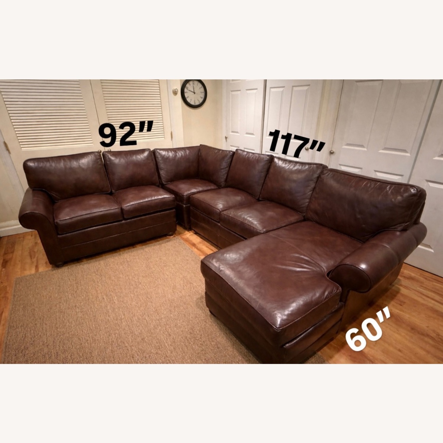 Ethan Allen Dark Brown Leather 3+ Piece Sectional - image-1