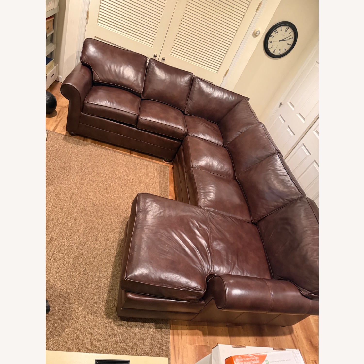Ethan Allen Dark Brown Leather 3+ Piece Sectional - image-5