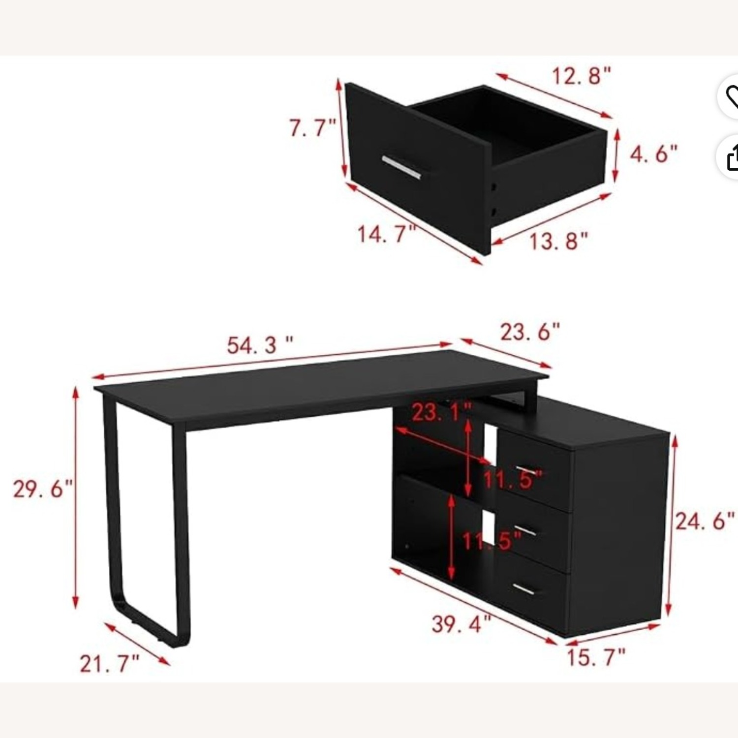Amazon Black Metal Work Desk - image-5