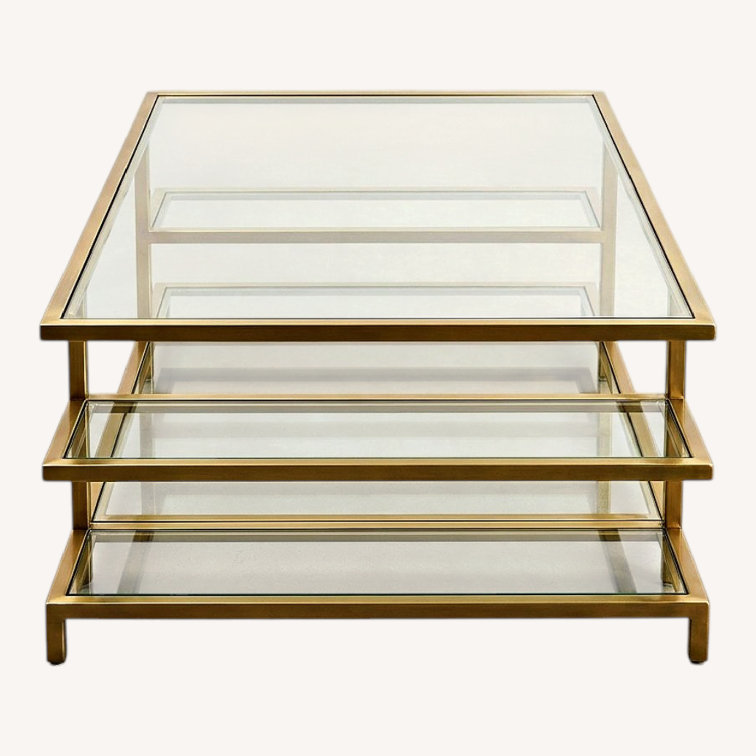 Williams Sonoma Tribeca Glass & Brass Coffee Table - image-9
