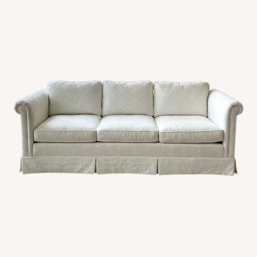 Used Baker Furniture Damask Skirted Roll-Arm Sofa for sale on AptDeco