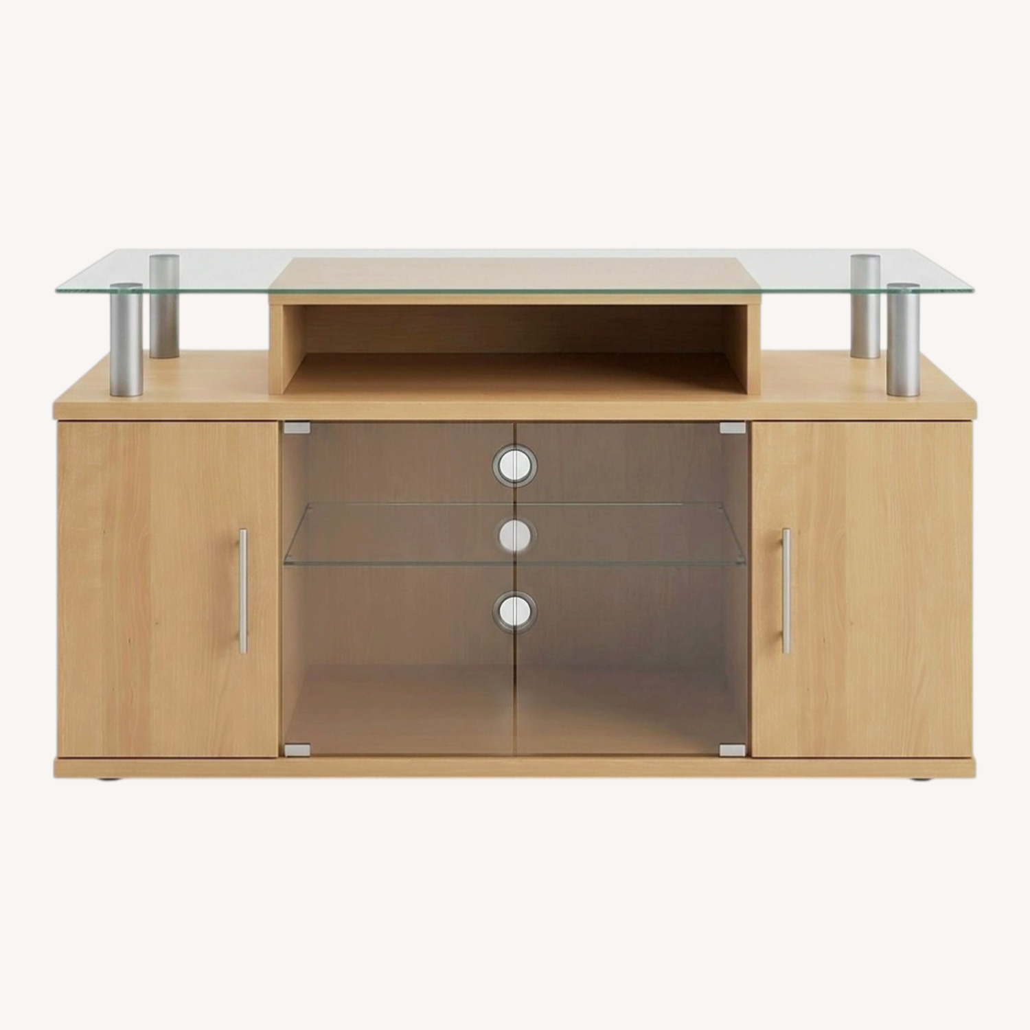 Contemporary Wood & Glass Tv Stand Media Console - image-0