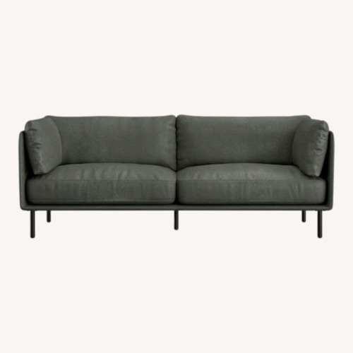 Used Crate & Barrel Light Gray Wells Leather 2 Seater Sofa for sale on AptDeco