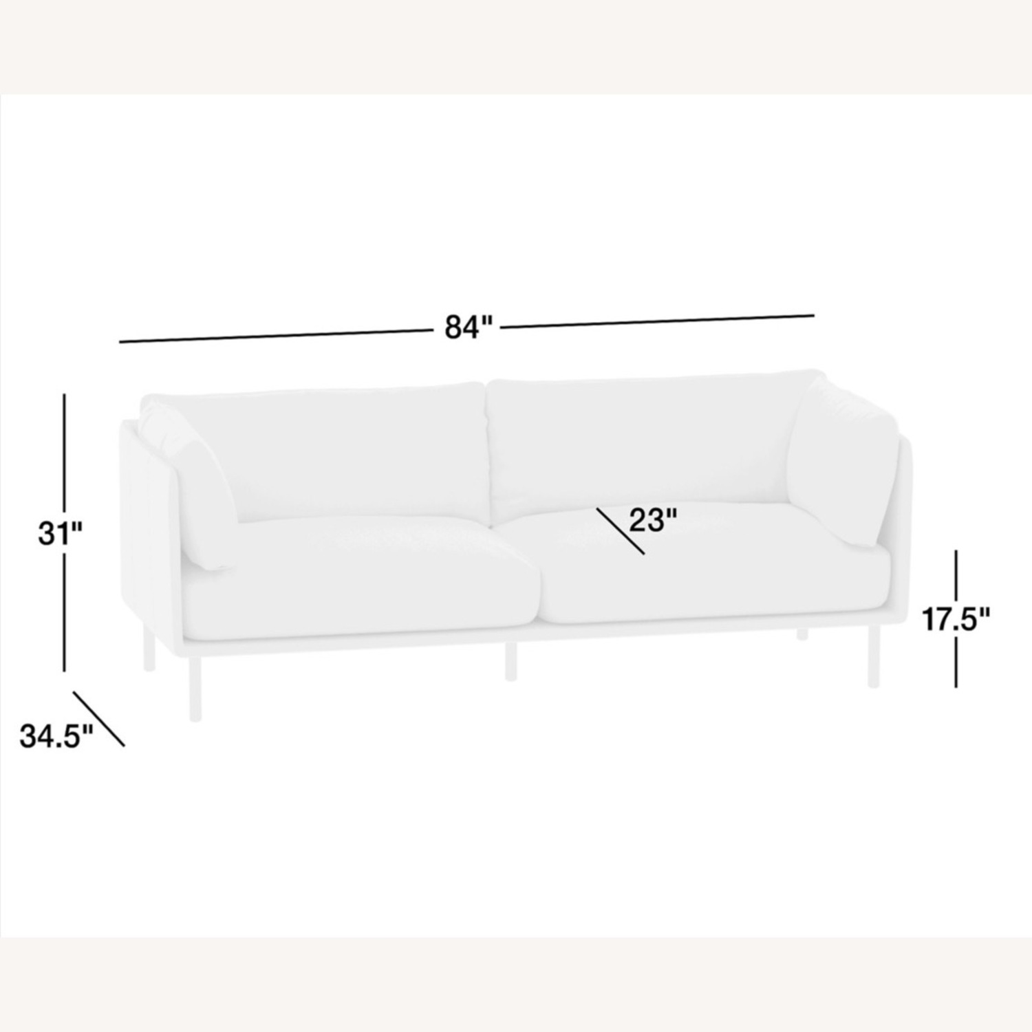 Crate & Barrel Light Gray Wells Leather 2 Seater Sofa - image-3