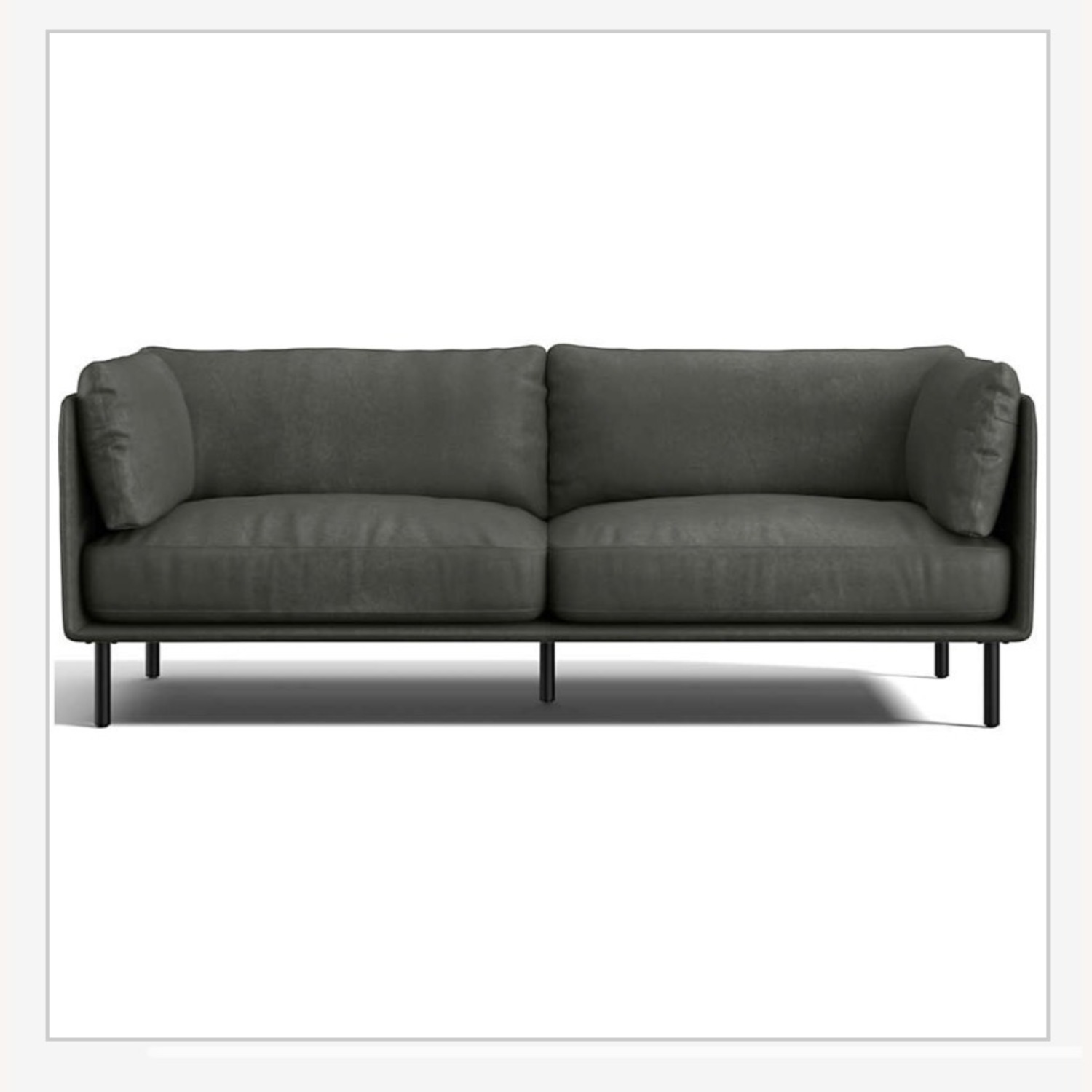 Crate & Barrel Light Gray Wells Leather 2 Seater Sofa - image-1