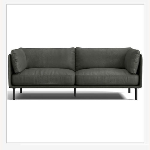 Used Crate & Barrel Light Gray Wells Leather 2 Seater Sofa for sale on AptDeco