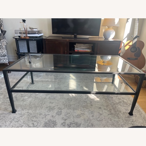 Used Pottery Barn Tanner Glass Coffee Table for sale on AptDeco