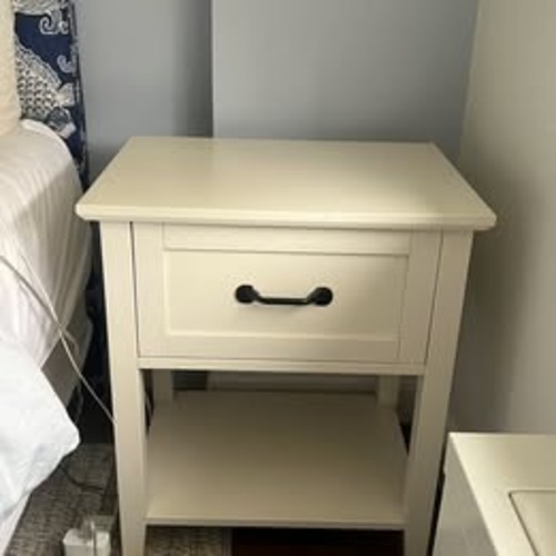 Used Pottery Barn Stratton White Side Table for sale on AptDeco