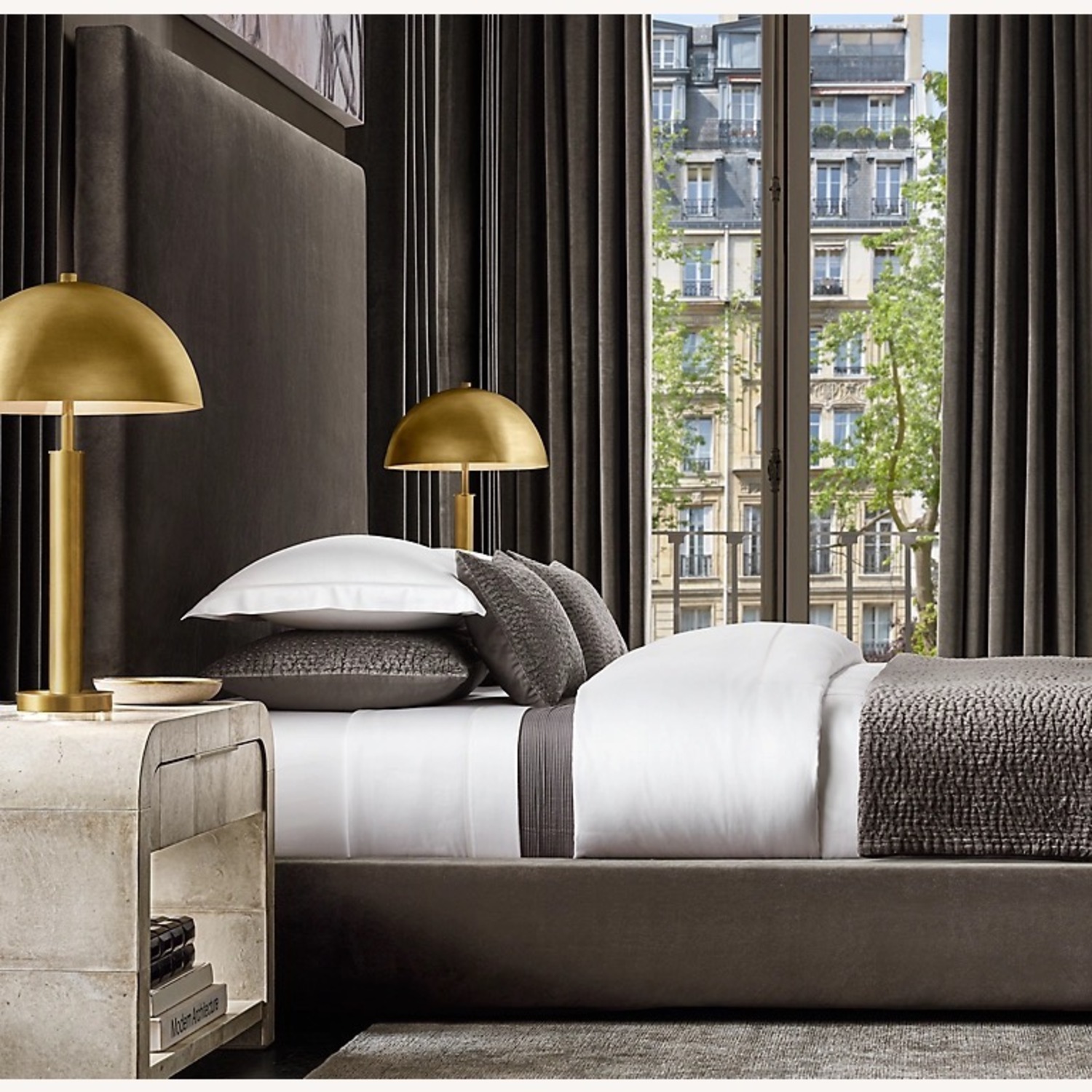 Restoration Hardware Lucien Parchment Nightstands - image-1