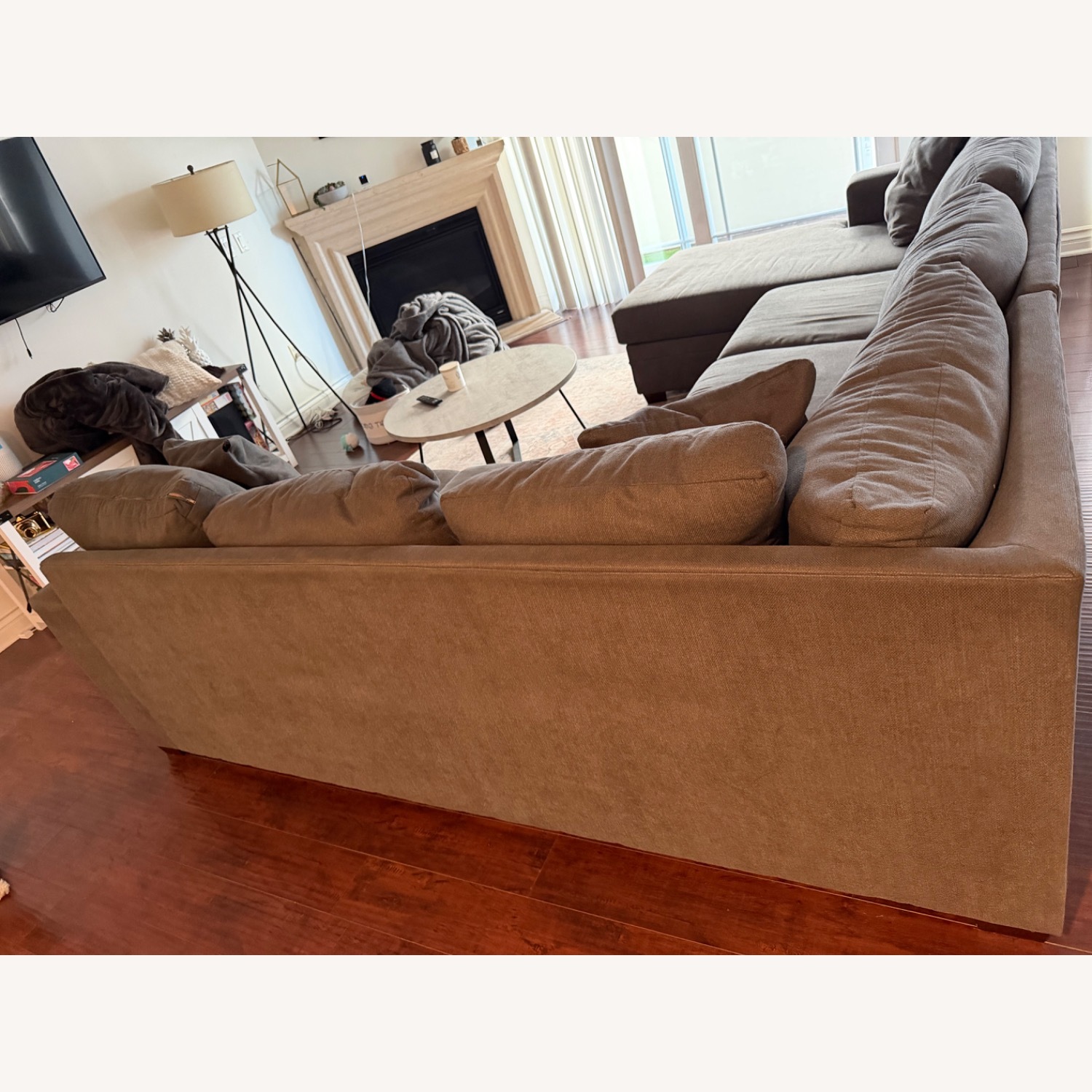 Living Spaces Dark Gray 3+ Piece Sectional - image-5
