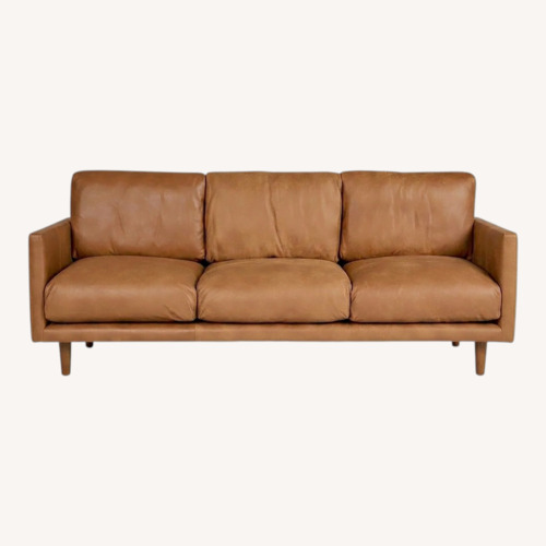 Used Article Nirvana Light Brown Leather 3+ Seater Sofa for sale on AptDeco