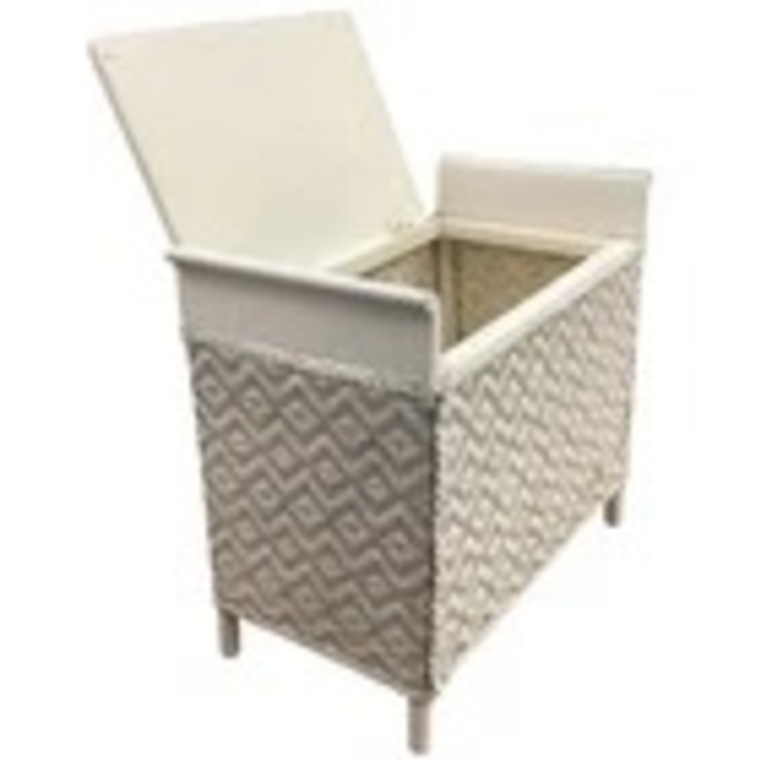 White Wicker Storage Bench Hinged Lid Cottage - image-1