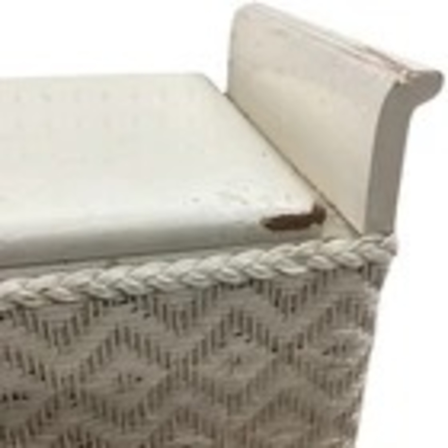 White Wicker Storage Bench Hinged Lid Cottage - image-5