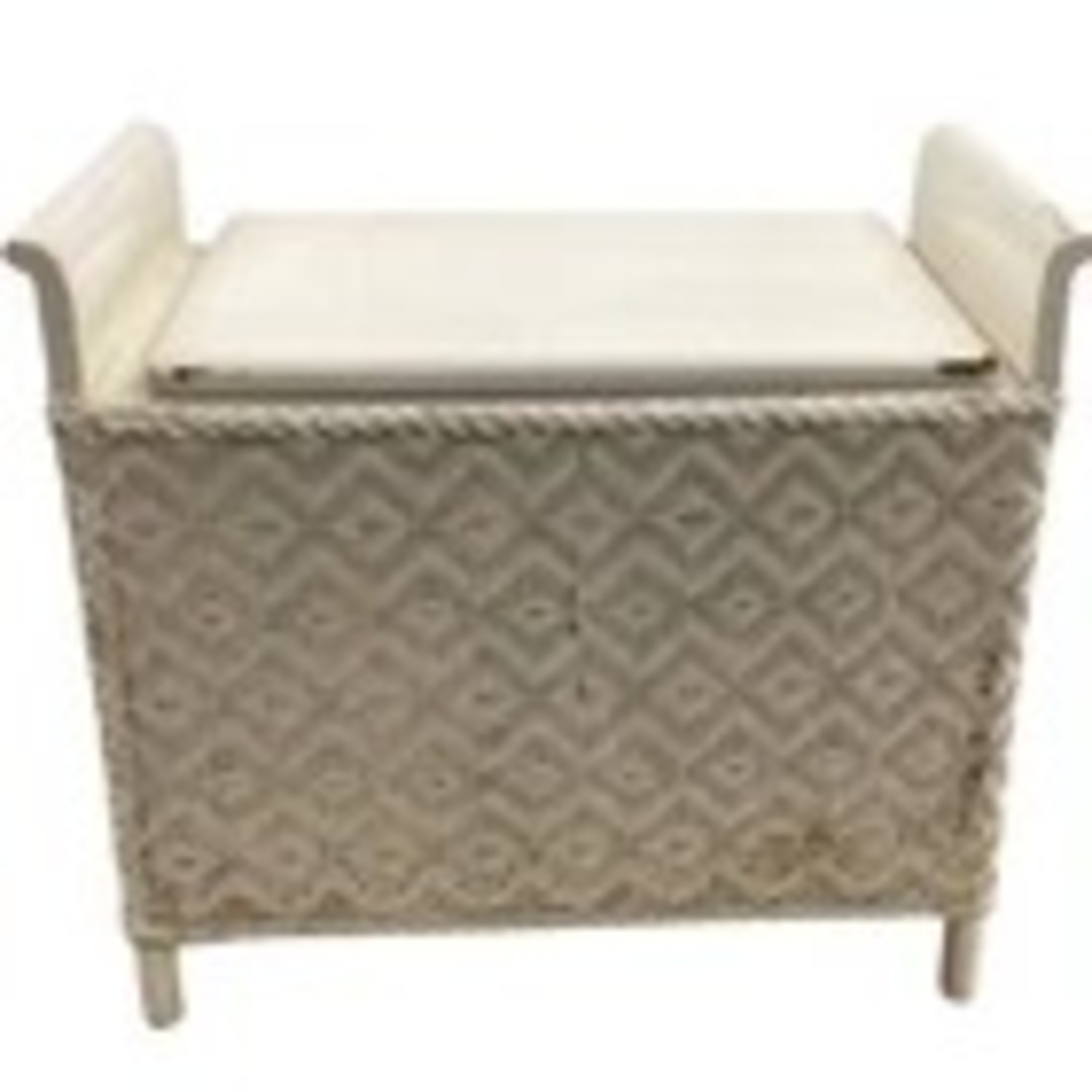 White Wicker Storage Bench Hinged Lid Cottage - image-2