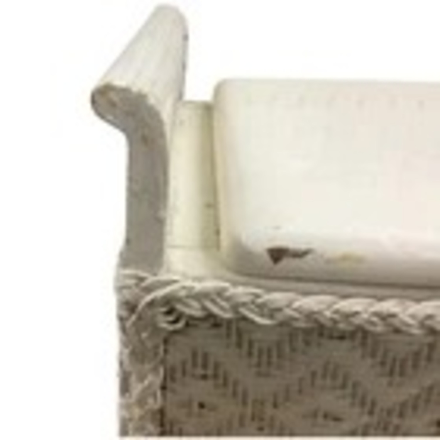 White Wicker Storage Bench Hinged Lid Cottage - image-6