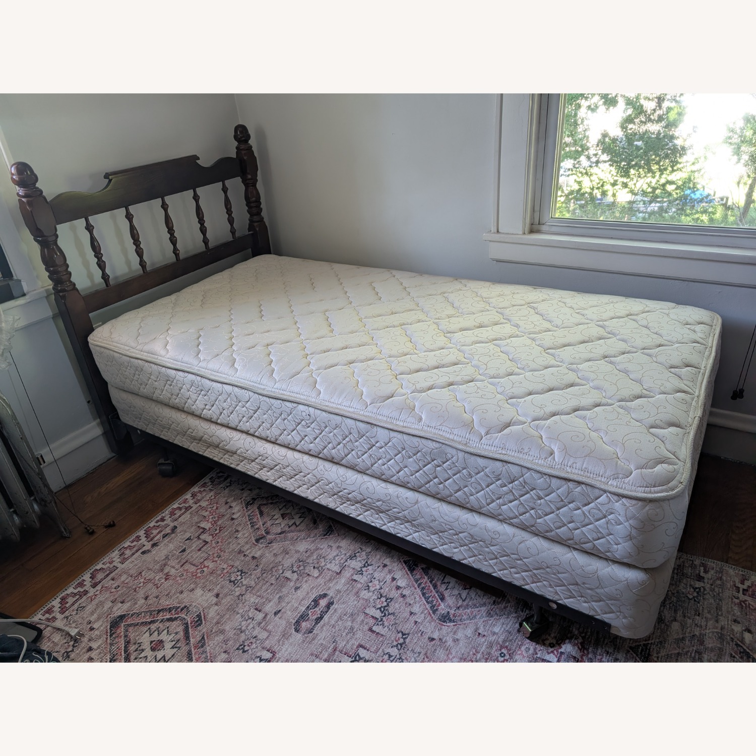 Dark Brown Wood Twin Bed - image-3