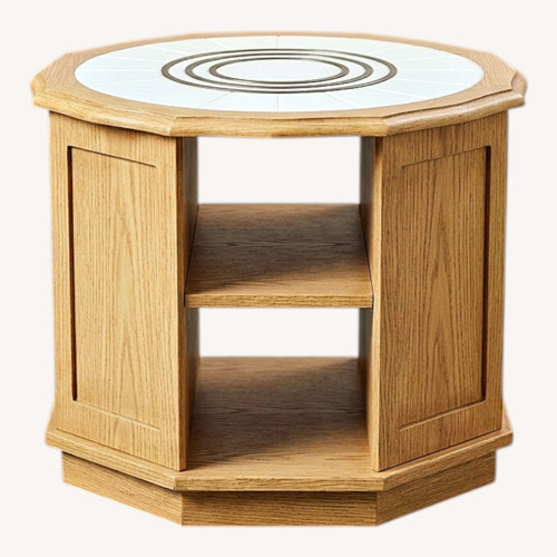Used Vintage Octagon Wood Marble Top End Table  for sale on AptDeco