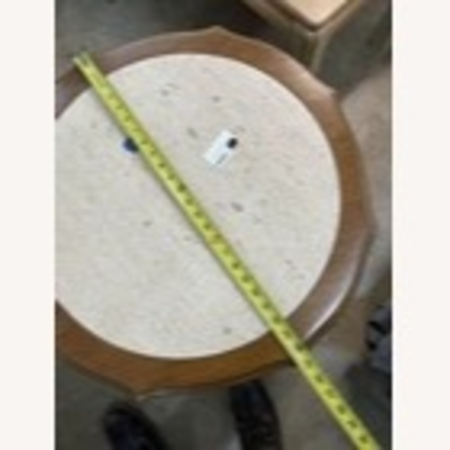 Vintage Octagon Wood Marble Top End Table - image-3