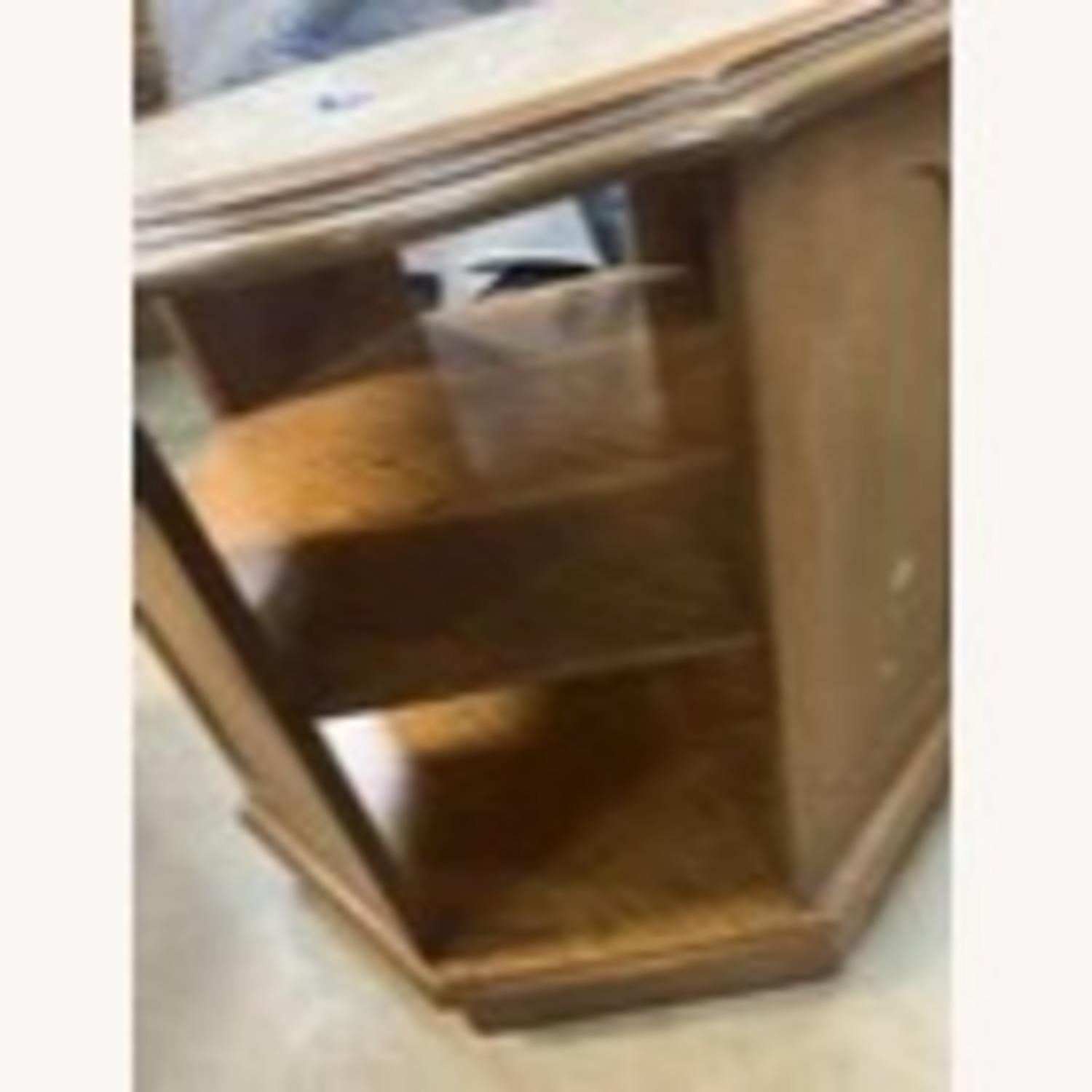 Vintage Octagon Wood Marble Top End Table - image-4