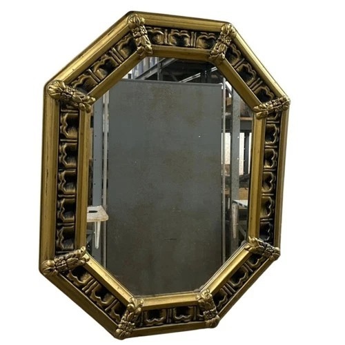 Used Vintage Octagon Gold & Black Wall Mirror for sale on AptDeco