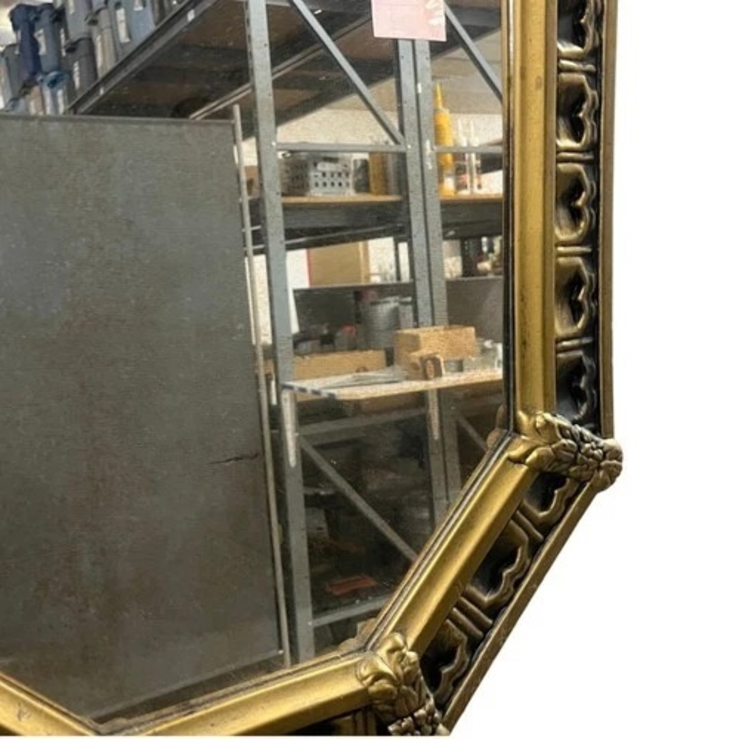 Vintage Octagon Gold & Black Wall Mirror - image-3