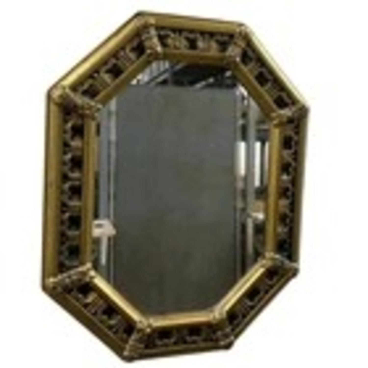Vintage Octagon Gold & Black Wall Mirror - image-1