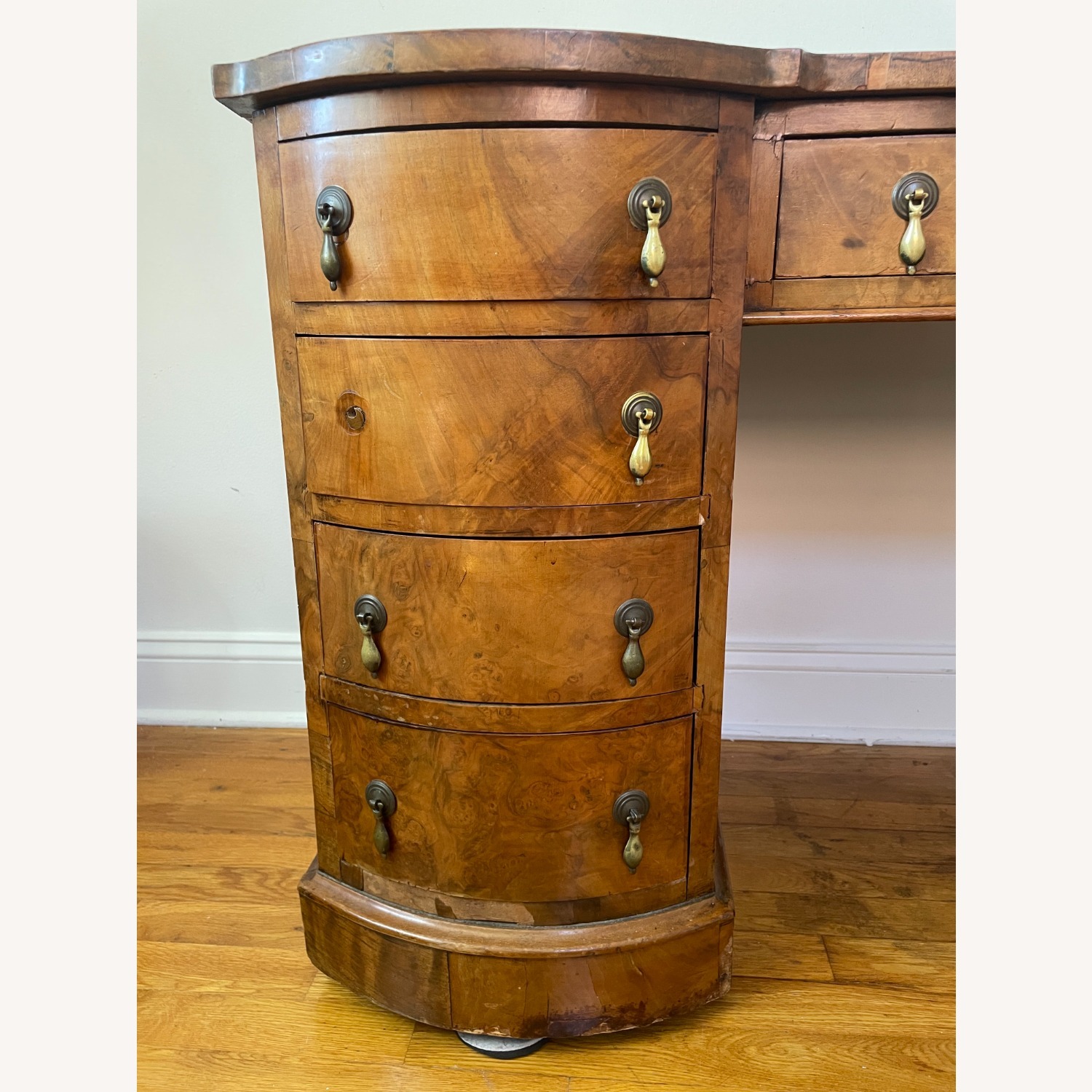 Antique Victorian Genuine Walnut Pedestal Desk - image-13
