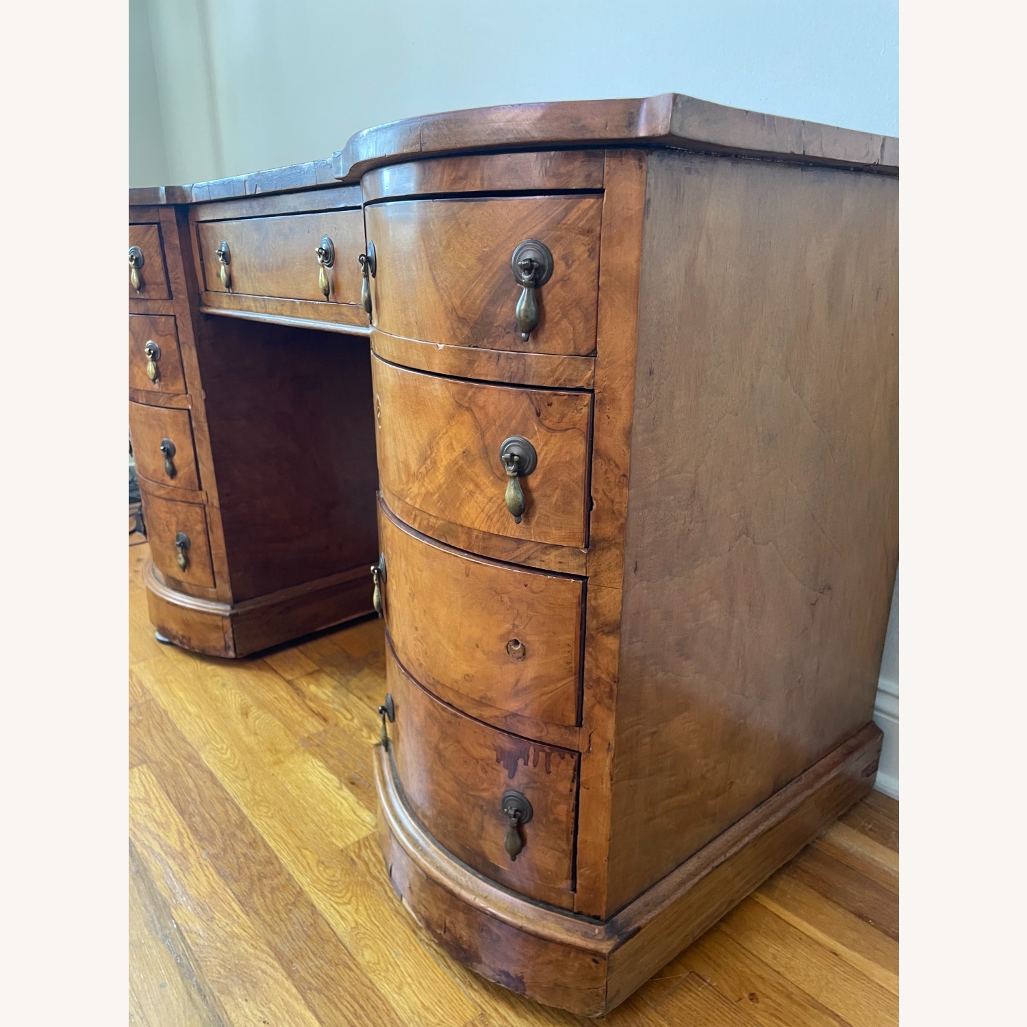 Antique Victorian Genuine Walnut Pedestal Desk - image-16