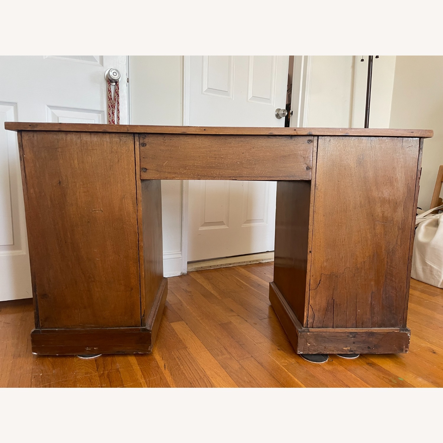 Antique Victorian Genuine Walnut Pedestal Desk - image-5