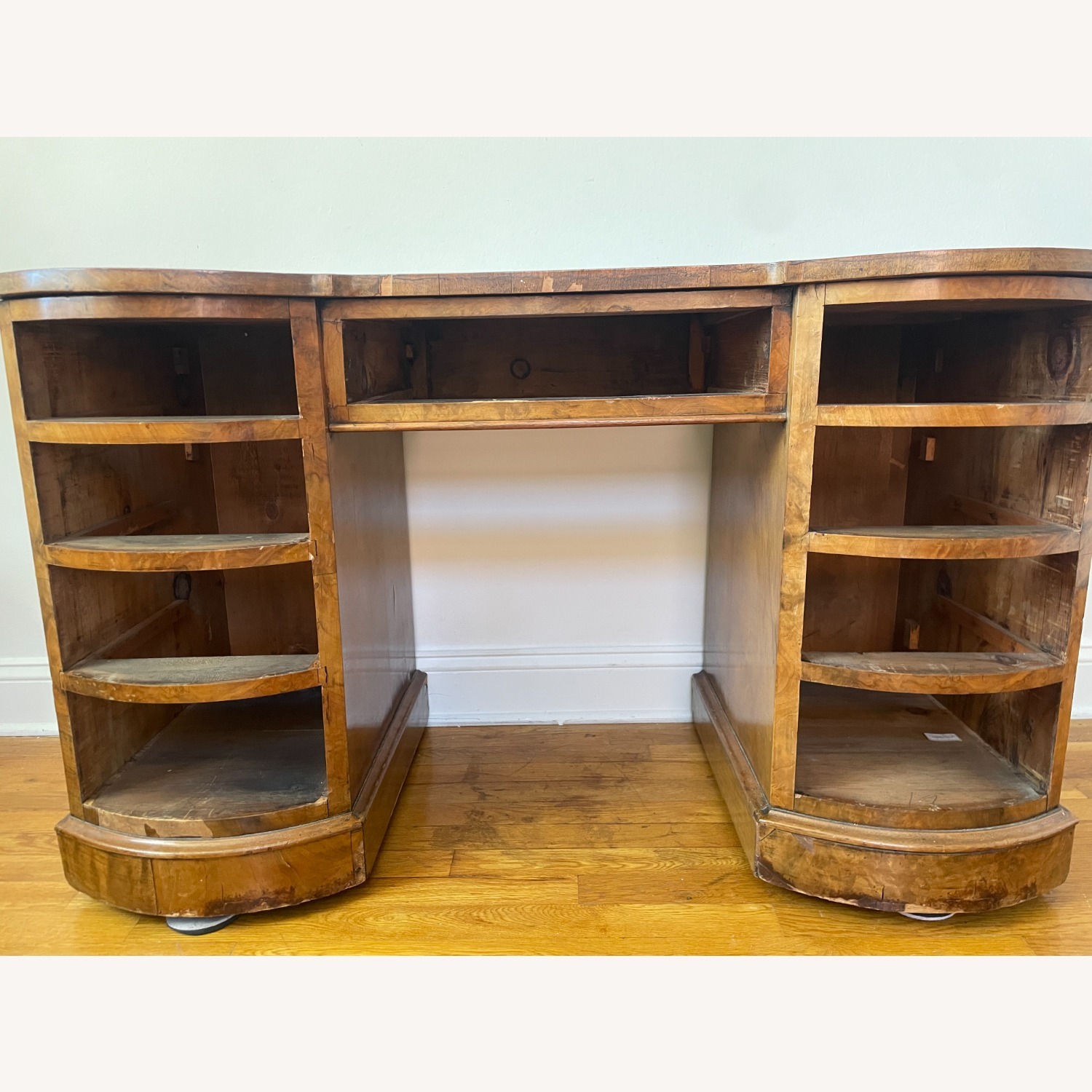 Antique Victorian Genuine Walnut Pedestal Desk - image-11