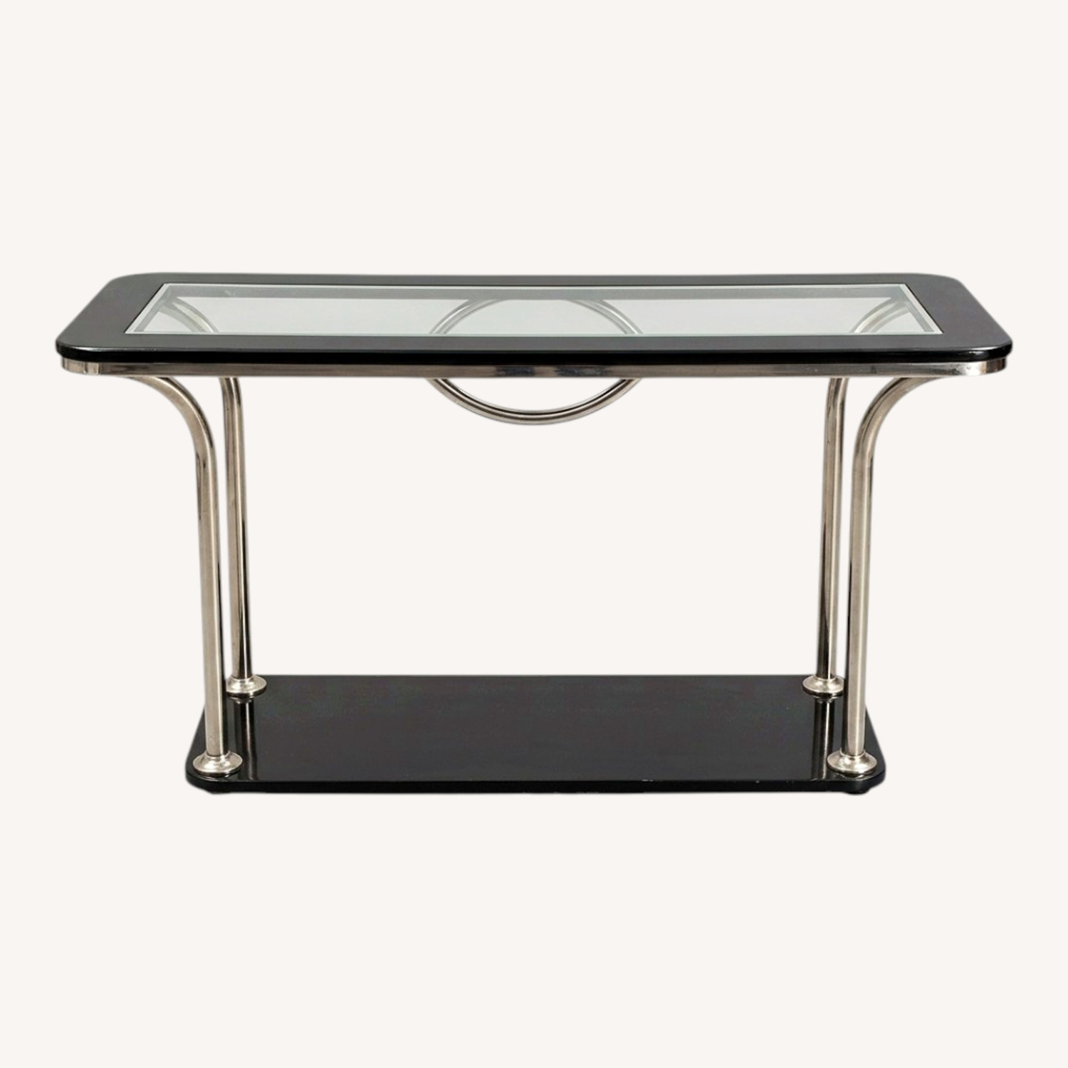 Vintage Mid-Century Brass Glass Console Table - image-0