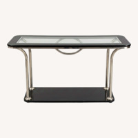 Vintage Mid-Century Brass Glass Console Table