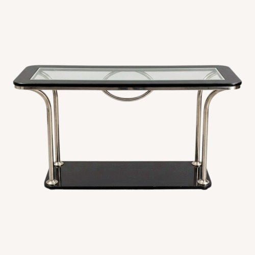 Used Vintage Mid-Century Brass Glass Console Table for sale on AptDeco