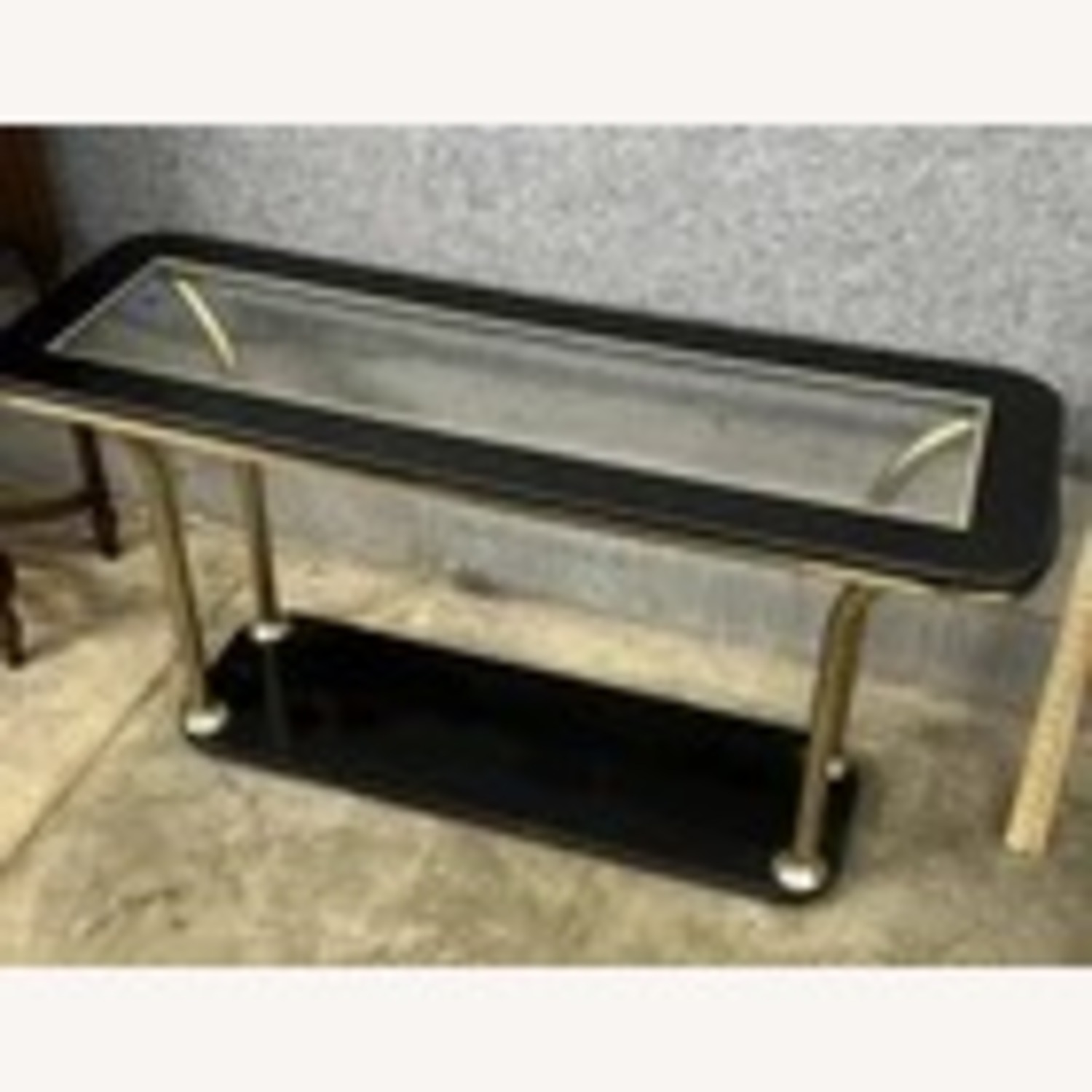 Vintage Mid-Century Brass Glass Console Table - image-1
