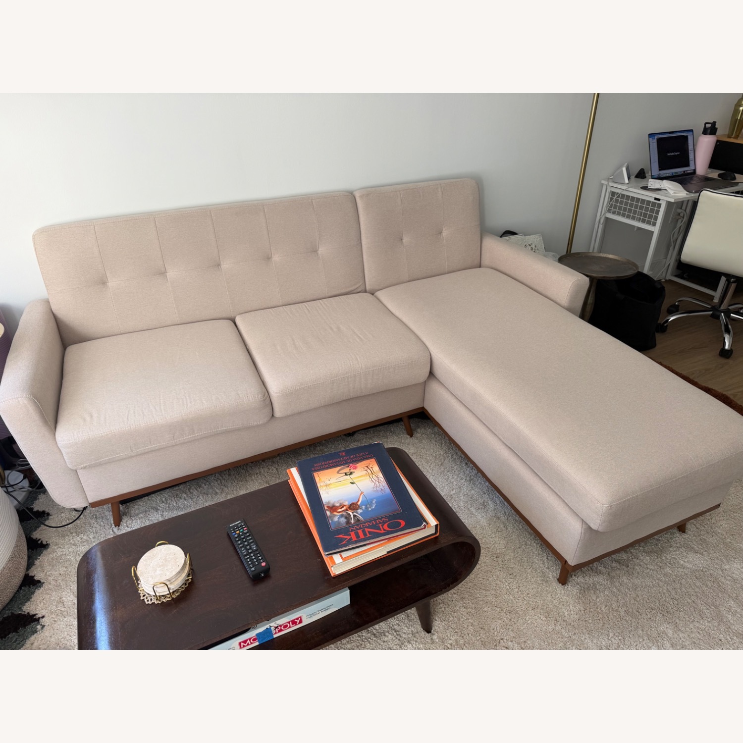 Natural Linen Chaise Lounge - image-2