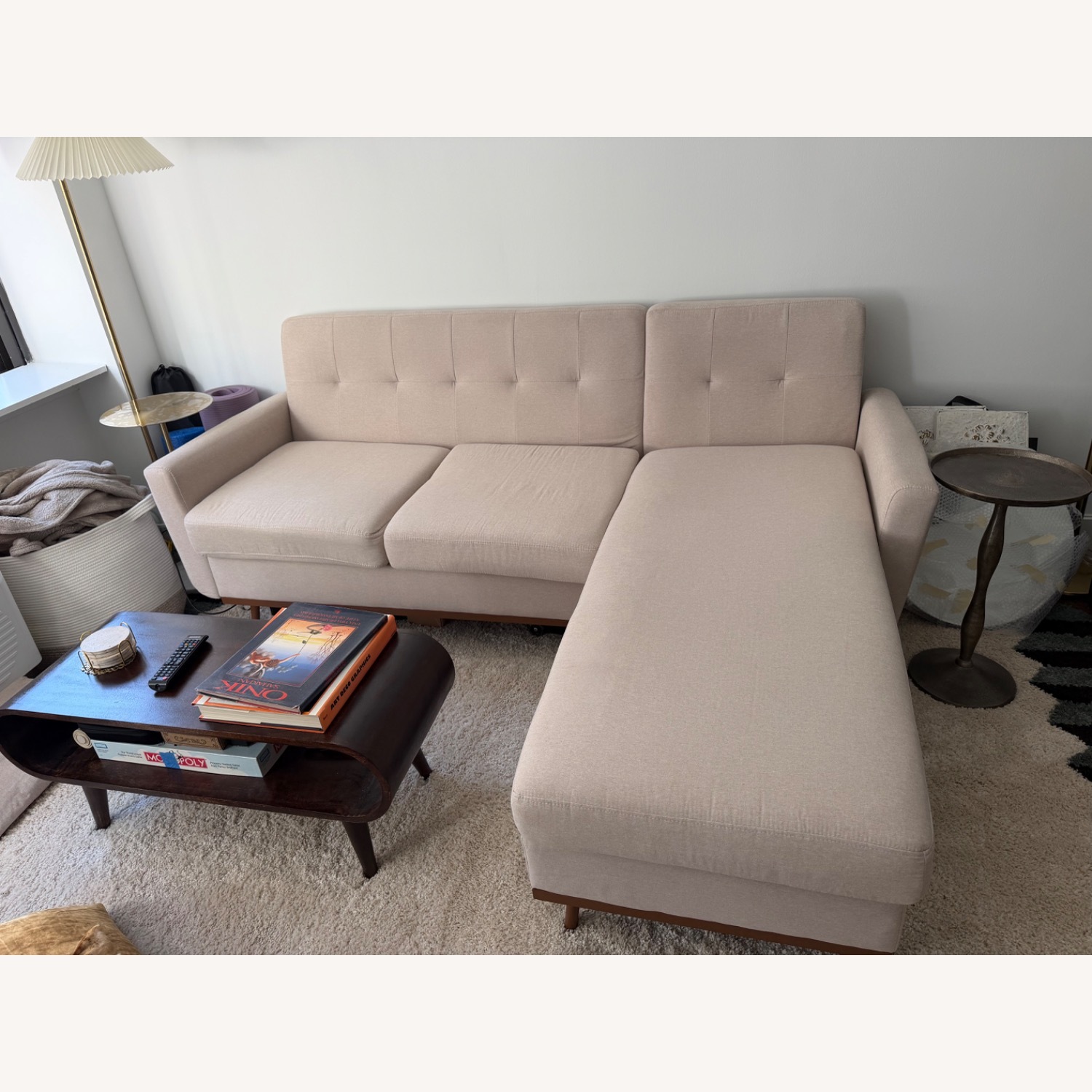 Natural Linen Chaise Lounge - image-1