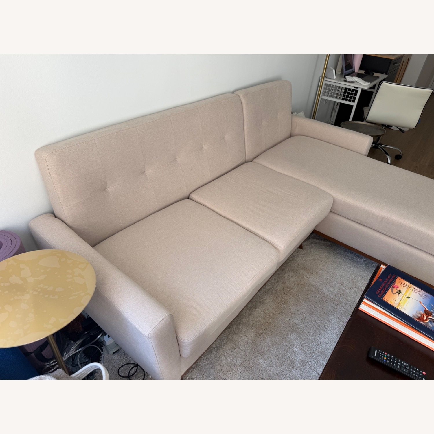 Natural Linen Chaise Lounge - image-3