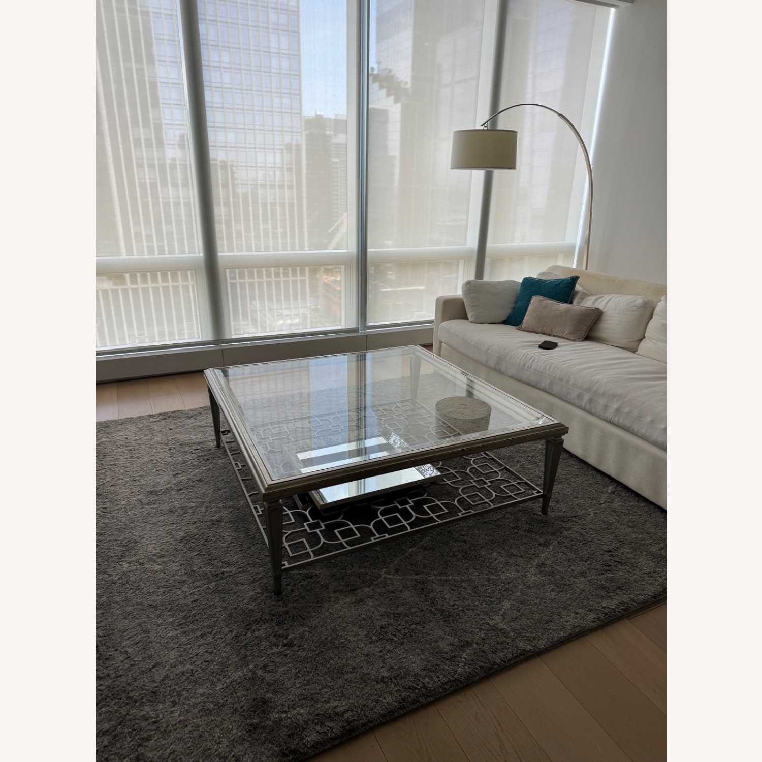 Sociables Cocktail Table Taupe Silver Leaf - image-3