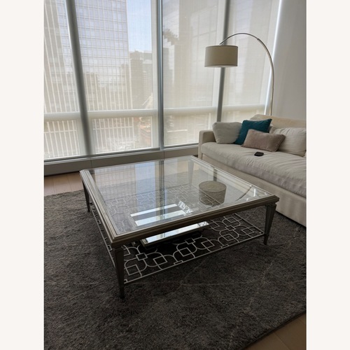Used Sociables Cocktail Table Taupe Silver Leaf for sale on AptDeco
